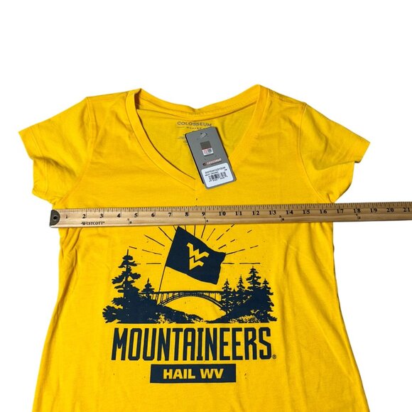 West Virginia Mountaineers Tee Womens S Yellow V Neck T Shirt‎ Short Sleeve NEW - Picture 5 of 8